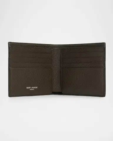Saint Laurent Men's East-West YSL Bifold Wallet in Grained Leather | Thumbnail 2 Saint Laurent Men's East-West YSL Bifold Wallet in Grained Leather | Thumbnail 2