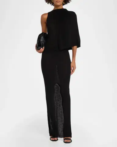 Rick Owens Sleeveless Asymmetric Scarf Wool Knit Maxi Dress | Thumbnail 2 Rick Owens Sleeveless Asymmetric Scarf Wool Knit Maxi Dress | Thumbnail 2