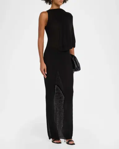 Rick Owens Sleeveless Asymmetric Scarf Wool Knit Maxi Dress | Thumbnail 4 Rick Owens Sleeveless Asymmetric Scarf Wool Knit Maxi Dress | Thumbnail 4