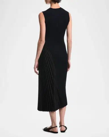 Emporio Armani Pleated-Inset Rib Knit Midi Dress | Thumbnail 3 Emporio Armani Pleated-Inset Rib Knit Midi Dress | Thumbnail 3