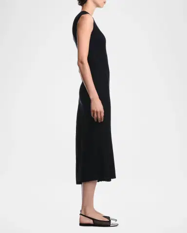 Emporio Armani Pleated-Inset Rib Knit Midi Dress | Thumbnail 4 Emporio Armani Pleated-Inset Rib Knit Midi Dress | Thumbnail 4