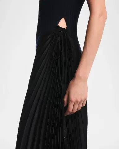 Emporio Armani Pleated-Inset Rib Knit Midi Dress | Thumbnail 5 Emporio Armani Pleated-Inset Rib Knit Midi Dress | Thumbnail 5