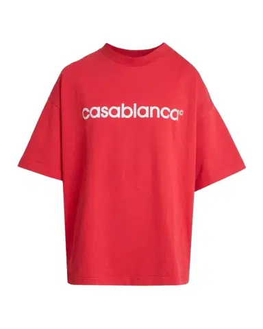 Casablanca Men's Reflective Logo Oversized-Fit Crewneck T-Shirt | Thumbnail 1 Casablanca Men's Reflective Logo Oversized-Fit Crewneck T-Shirt | Thumbnail 1