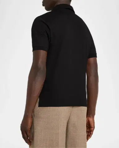 Saint Laurent Men's Cotton Pique Cassandre Polo Shirt | Thumbnail 3 Saint Laurent Men's Cotton Pique Cassandre Polo Shirt | Thumbnail 3