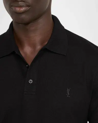 Saint Laurent Men's Cotton Pique Cassandre Polo Shirt | Thumbnail 7 Saint Laurent Men's Cotton Pique Cassandre Polo Shirt | Thumbnail 7