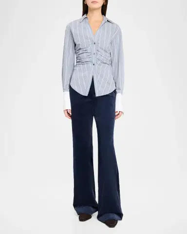 Veronica Beard Devra Striped Button-Front Shirt | Thumbnail 2 Veronica Beard Devra Striped Button-Front Shirt | Thumbnail 2