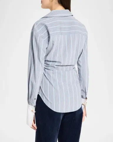 Veronica Beard Devra Striped Button-Front Shirt | Thumbnail 3 Veronica Beard Devra Striped Button-Front Shirt | Thumbnail 3