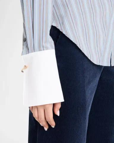 Veronica Beard Devra Striped Button-Front Shirt | Thumbnail 5 Veronica Beard Devra Striped Button-Front Shirt | Thumbnail 5