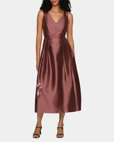 Kay Unger New York Blakely Border Print Tea-Length Cocktail Dress | Thumbnail 2 Kay Unger New York Blakely Border Print Tea-Length Cocktail Dress | Thumbnail 2