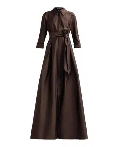 Rickie Freeman for Teri Jon 3/4-Sleeve Taffeta Shirtdress Gown | Thumbnail 1 Rickie Freeman for Teri Jon 3/4-Sleeve Taffeta Shirtdress Gown | Thumbnail 1