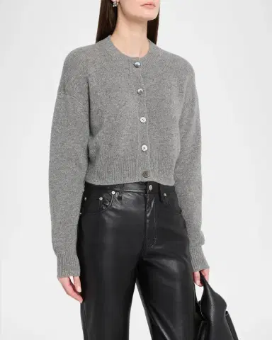Autumn Cashmere Cashmere Cropped Crewneck Cardigan | Thumbnail 4 Autumn Cashmere Cashmere Cropped Crewneck Cardigan | Thumbnail 4