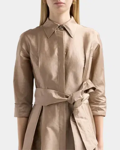 Rickie Freeman for Teri Jon 3/4-Sleeve Taffeta Shirtdress Gown | Thumbnail 4 Rickie Freeman for Teri Jon 3/4-Sleeve Taffeta Shirtdress Gown | Thumbnail 4