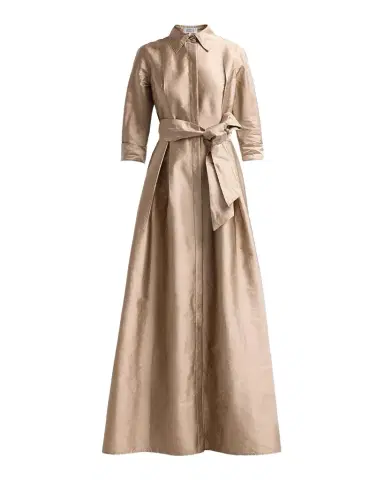 Rickie Freeman for Teri Jon 3/4-Sleeve Taffeta Shirtdress Gown | Thumbnail 1 Rickie Freeman for Teri Jon 3/4-Sleeve Taffeta Shirtdress Gown | Thumbnail 1
