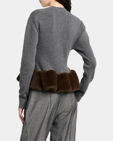 Stella McCartney Faux Fur Trim Wool Crewneck Sweater | Thumbnail 4 Stella McCartney Faux Fur Trim Wool Crewneck Sweater | Thumbnail 4