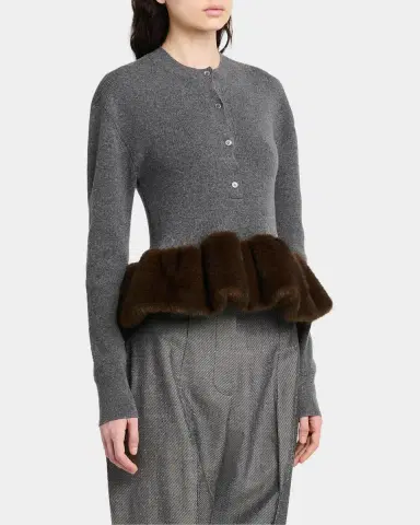 Stella McCartney Faux Fur Trim Wool Crewneck Sweater | Thumbnail 5 Stella McCartney Faux Fur Trim Wool Crewneck Sweater | Thumbnail 5
