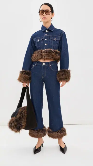 Marc Jacobs Faux Fur hrunken Denim Trucker Jacket Dark lub Indigo | Thumbnail 5 Marc Jacobs Faux Fur hrunken Denim Trucker Jacket Dark lub Indigo | Thumbnail 5