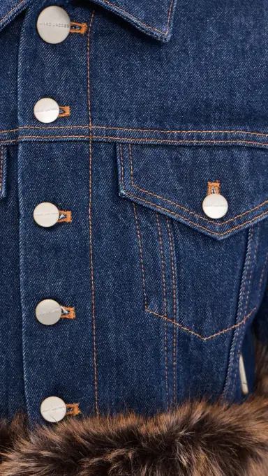 Marc Jacobs Faux Fur hrunken Denim Trucker Jacket Dark lub Indigo | Thumbnail 6 Marc Jacobs Faux Fur hrunken Denim Trucker Jacket Dark lub Indigo | Thumbnail 6