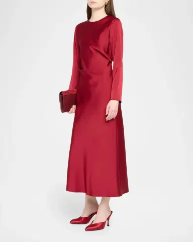 Emporio Armani Long-Sleeve Techno Twill Maxi Dress | Thumbnail 4 Emporio Armani Long-Sleeve Techno Twill Maxi Dress | Thumbnail 4