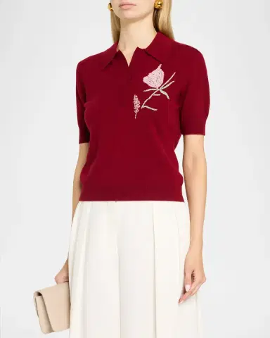 Aknvas Ailey Embroidered Wool-Cashmere Polo Sweater | Thumbnail 4 Aknvas Ailey Embroidered Wool-Cashmere Polo Sweater | Thumbnail 4