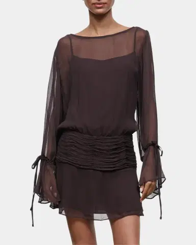 Staud Beatrix Plissé Mini Dress | Thumbnail 4 Staud Beatrix Plissé Mini Dress | Thumbnail 4