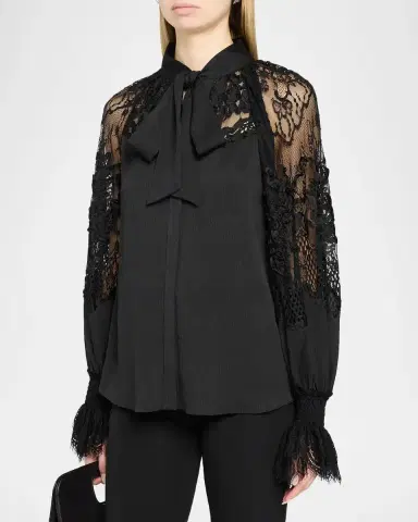 Ungaro Thea Lace-Inset Scarf Blouse | Thumbnail 4 Ungaro Thea Lace-Inset Scarf Blouse | Thumbnail 4