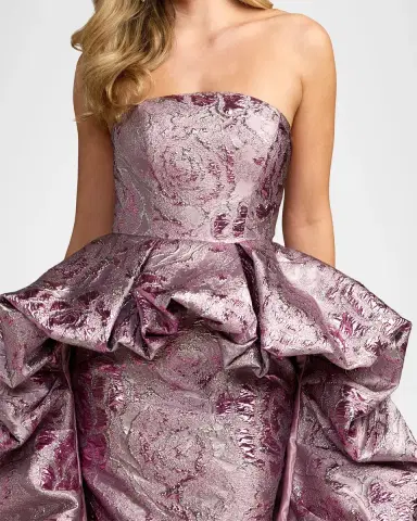 Mac Duggal Strapless Draped Brocade Bubble Gown | Thumbnail 3 Mac Duggal Strapless Draped Brocade Bubble Gown | Thumbnail 3