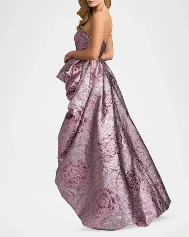 Mac Duggal Strapless Draped Brocade Bubble Gown | Thumbnail 4 Mac Duggal Strapless Draped Brocade Bubble Gown | Thumbnail 4