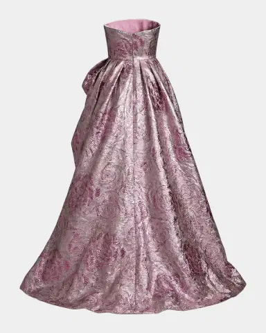 Mac Duggal Strapless Draped Brocade Bubble Gown | Thumbnail 5 Mac Duggal Strapless Draped Brocade Bubble Gown | Thumbnail 5