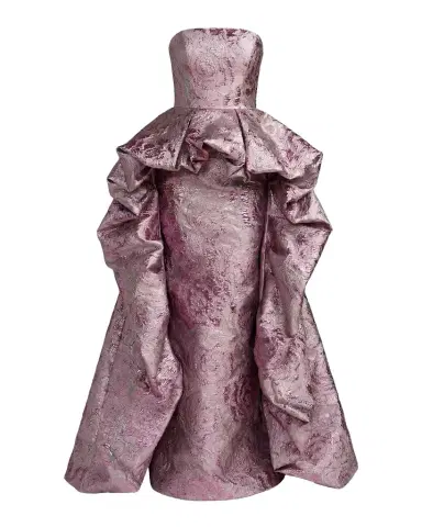 Mac Duggal Strapless Draped Brocade Bubble Gown | Thumbnail 1 Mac Duggal Strapless Draped Brocade Bubble Gown | Thumbnail 1