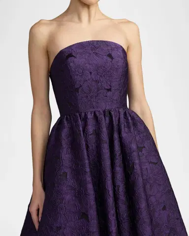 Mac Duggal Strapless Floral Brocade Midi Dress | Thumbnail 4 Mac Duggal Strapless Floral Brocade Midi Dress | Thumbnail 4