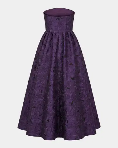 Mac Duggal Strapless Floral Brocade Midi Dress | Thumbnail 5 Mac Duggal Strapless Floral Brocade Midi Dress | Thumbnail 5