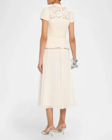 Self-Portrait Lace Boucle Midi Dress | Thumbnail 3 Self-Portrait Lace Boucle Midi Dress | Thumbnail 3