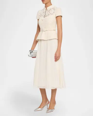 Self-Portrait Lace Boucle Midi Dress | Thumbnail 4 Self-Portrait Lace Boucle Midi Dress | Thumbnail 4