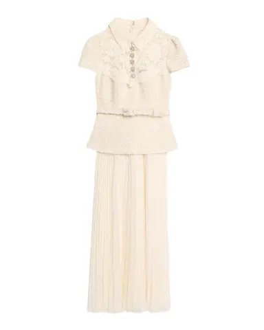 Self-Portrait Lace Boucle Midi Dress | Thumbnail 1 Self-Portrait Lace Boucle Midi Dress | Thumbnail 1