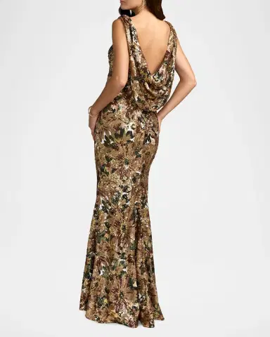 Mac Duggal Sequin Cowl Back Gown | Thumbnail 3 Mac Duggal Sequin Cowl Back Gown | Thumbnail 3