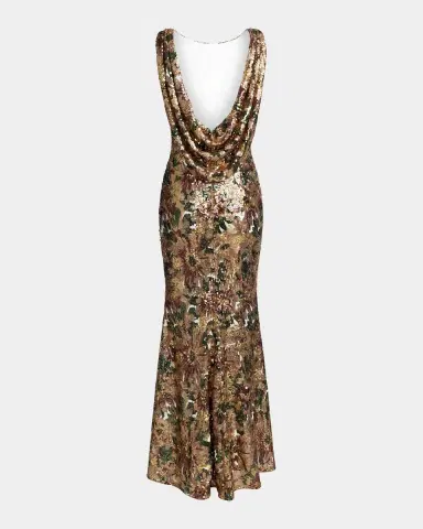 Mac Duggal Sequin Cowl Back Gown | Thumbnail 5 Mac Duggal Sequin Cowl Back Gown | Thumbnail 5
