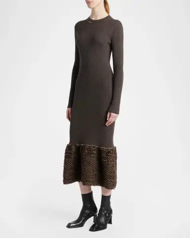 McQueen Rib-Knit Wool Midi Dress | Thumbnail 4 McQueen Rib-Knit Wool Midi Dress | Thumbnail 4