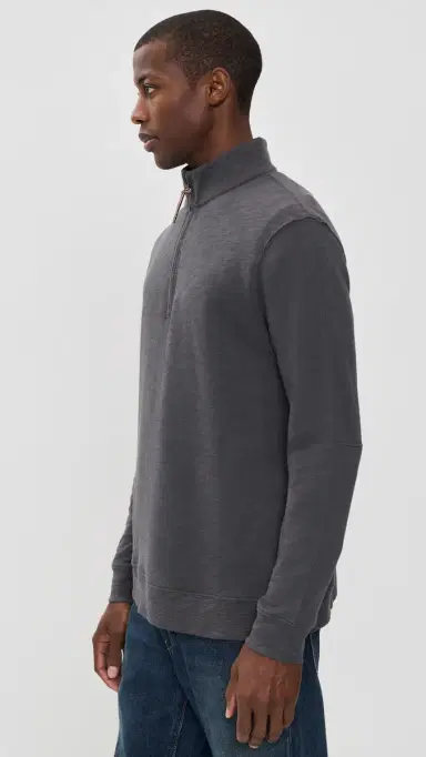 Billy Reid French Terry Half Zip Asphalt | Thumbnail 4 Billy Reid French Terry Half Zip Asphalt | Thumbnail 4
