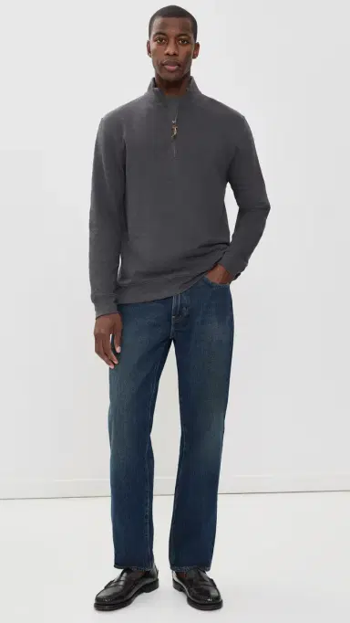Billy Reid French Terry Half Zip Asphalt | Thumbnail 5 Billy Reid French Terry Half Zip Asphalt | Thumbnail 5