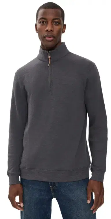 Billy Reid French Terry Half Zip Asphalt | Thumbnail 1 Billy Reid French Terry Half Zip Asphalt | Thumbnail 1