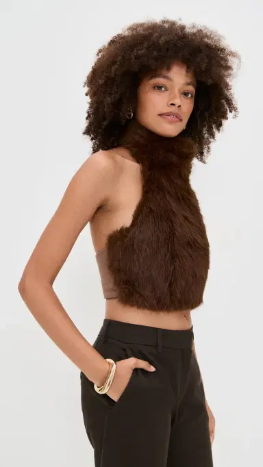 Bardot Julietta Faux Fur Top Chocolate | Thumbnail 4 Bardot Julietta Faux Fur Top Chocolate | Thumbnail 4