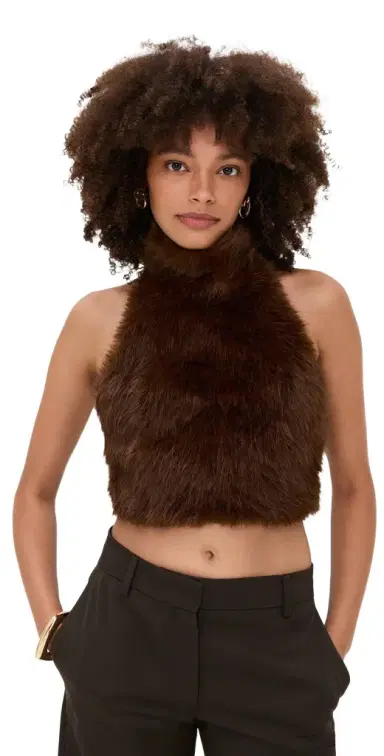 Bardot Julietta Faux Fur Top Chocolate | Thumbnail 1 Bardot Julietta Faux Fur Top Chocolate | Thumbnail 1