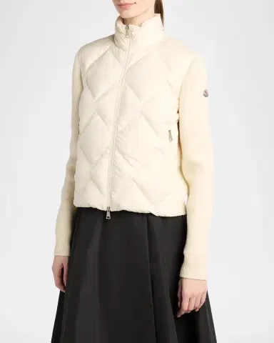Moncler Wool and Cashmere Padded Zip-Up Cardigan | Thumbnail 4 Moncler Wool and Cashmere Padded Zip-Up Cardigan | Thumbnail 4