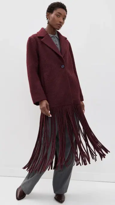 SIMONMILLER Vero Fringe Coat Bordeaux | Thumbnail 2 SIMONMILLER Vero Fringe Coat Bordeaux | Thumbnail 2