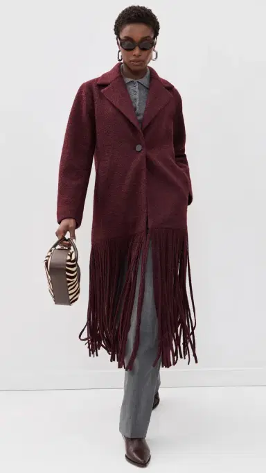 SIMONMILLER Vero Fringe Coat Bordeaux | Thumbnail 5 SIMONMILLER Vero Fringe Coat Bordeaux | Thumbnail 5