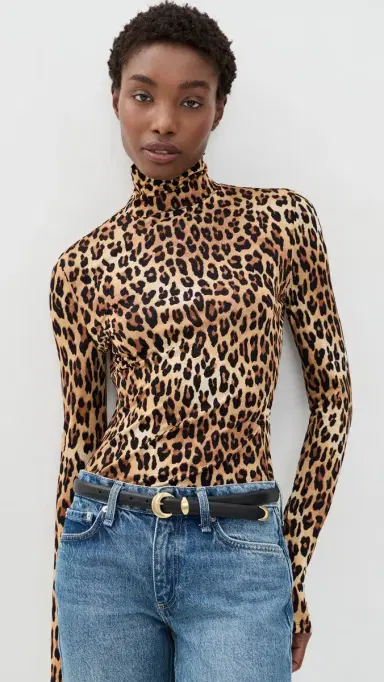 Alice + Olivia Delaina Turtleneck Top Spotted eopard | Thumbnail 2 Alice + Olivia Delaina Turtleneck Top Spotted eopard | Thumbnail 2
