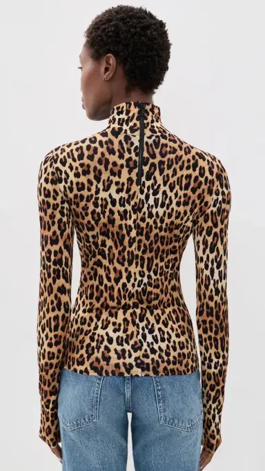 Alice + Olivia Delaina Turtleneck Top Spotted eopard | Thumbnail 3 Alice + Olivia Delaina Turtleneck Top Spotted eopard | Thumbnail 3