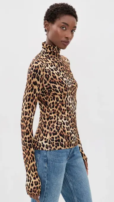 Alice + Olivia Delaina Turtleneck Top Spotted eopard | Thumbnail 4 Alice + Olivia Delaina Turtleneck Top Spotted eopard | Thumbnail 4