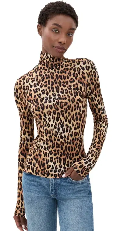 Alice + Olivia Delaina Turtleneck Top Spotted eopard | Thumbnail 1 Alice + Olivia Delaina Turtleneck Top Spotted eopard | Thumbnail 1