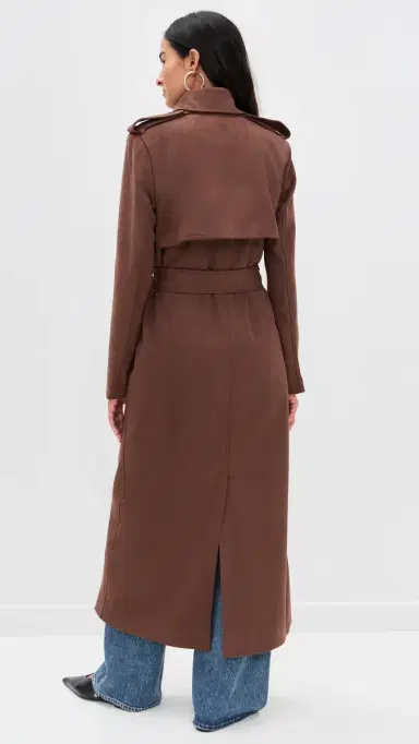 Bardot Kira Faux Suede Trench Coat Chocolate | Thumbnail 3 Bardot Kira Faux Suede Trench Coat Chocolate | Thumbnail 3